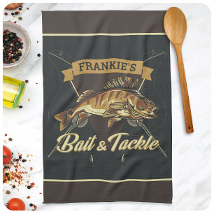 Linge De Cuisine Trophée personnalisé NAME Pêche Pêcheur Appât Équi