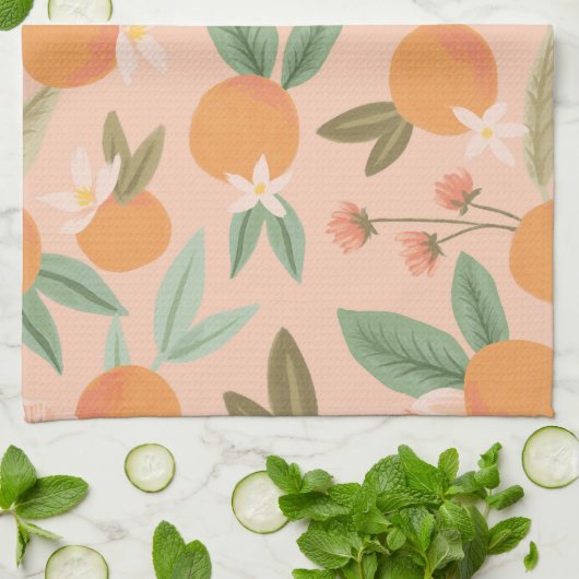Linge De Cuisine Tropical Citrus Floral Rose (Plié)