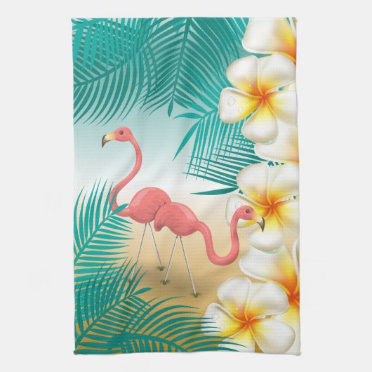 Linge De Cuisine Tropical Flamants roses Beach Paradise (Vertical)