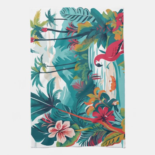 Linge De Cuisine Tropical Greenery Birds (Vertical)