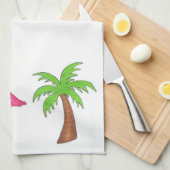 Linge De Cuisine Tropical Island Ananas Flamant rose Palm Tree Serv (Quart Plié)