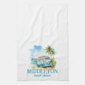 Linge De Cuisine Tropical Island Retro Blue Bus  (Vertical)