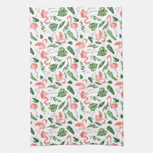 Linge De Cuisine Tropical Pink Flamingo Pattern v2 (Vertical)