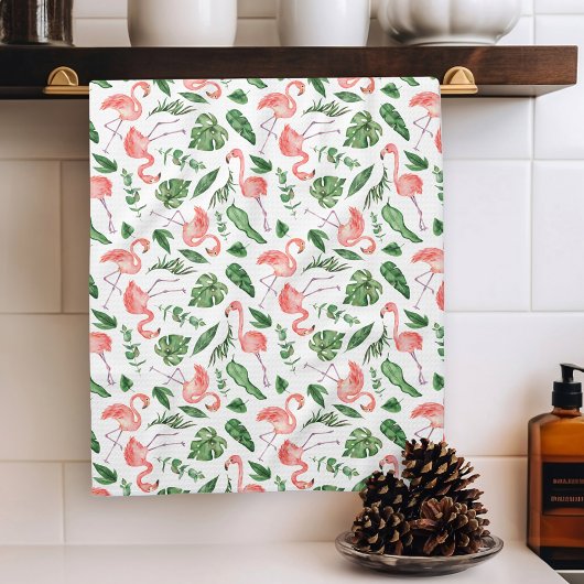 Linge De Cuisine Tropical Pink Flamingo Pattern v2
