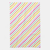 Linge De Cuisine Tropical Pink Green Orange Yellow Stripes. par (Vertical)
