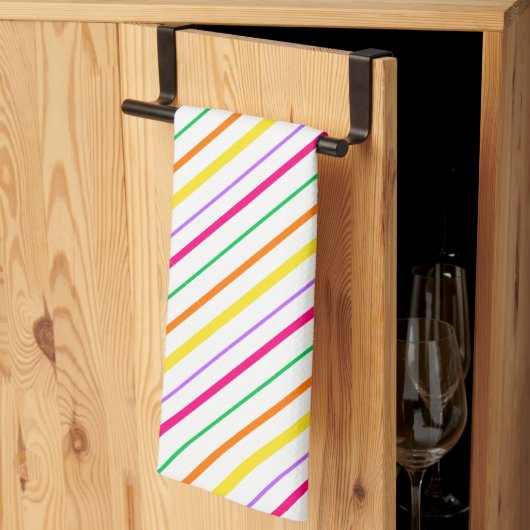 Linge De Cuisine Tropical Pink Green Orange Yellow Stripes. par (Pliage en tiers)