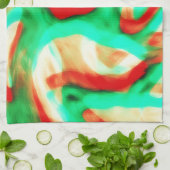 Linge De Cuisine Tropical Tones Waves Abstract Art Kitchen Towel (Plié)