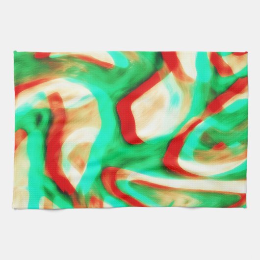 Linge De Cuisine Tropical Tones Waves Abstract Art Kitchen Towel (Horizontal)