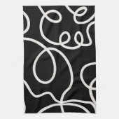 Linge De Cuisine Trucs De Brosse Abstrait Noir Et Blanc (Vertical)