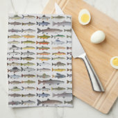 Linge De Cuisine Truite, omble, Grayling, Hucho et Whitefish Group (Quart Plié)