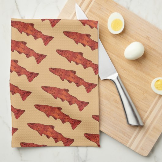 Linge De Cuisine Truite rustique (Quart Plié)