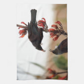 Linge De Cuisine Tui birds sur le lin néo-zélandais (Vertical)