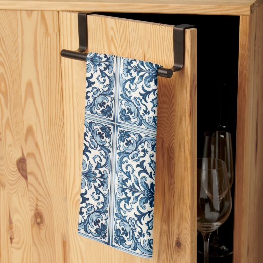 Linge De Cuisine Tuile bleue portugaise (Pliage en tiers)