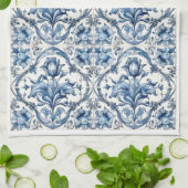 Linge De Cuisine Tuile de poterie Hollande Bleue et Blanche 2 (Plié)