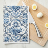 Linge De Cuisine Tuile de poterie Hollande Bleue et Blanche 2 (Quart Plié)