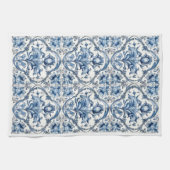 Linge De Cuisine Tuile de poterie Hollande Bleue et Blanche 2 (Horizontal)