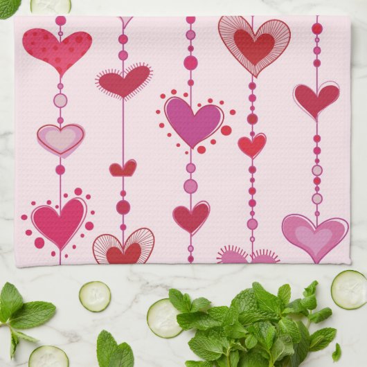 Linge De Cuisine Tuiles de coeur (Plié)