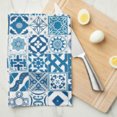 Linge De Cuisine Tuiles marocaines - bleu et blanc (Quart Plié)