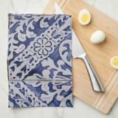 Linge De Cuisine Tuiles portugaises - Azulejo Floral bleu et blanc (Quart Plié)