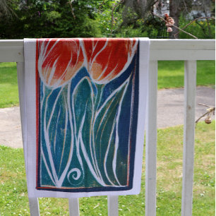 Linge De Cuisine Tulip Artwork printemps tulipe bleu et rouge