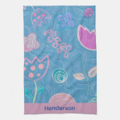 Linge De Cuisine Tulipe florale moderne rose et violet (Vertical)