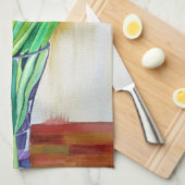 Linge De Cuisine tulipe rose et rouge aquarelle art (Quart Plié)