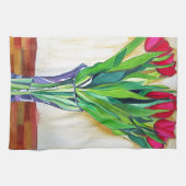 Linge De Cuisine tulipe rose et rouge aquarelle art (Horizontal)