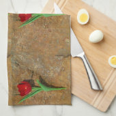 Linge De Cuisine Tulipe rouge et jaune (Quart Plié)