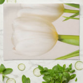 Linge De Cuisine Tulipes blanches sur fond blanc, (Plié)