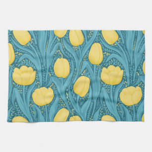 Linge De Cuisine Tulipes en bleu et jaune