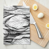 Linge De Cuisine Tulipes en noir et blanc (Quart Plié)
