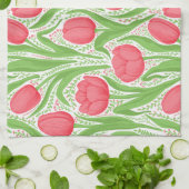Linge De Cuisine Tulipes en rouge et vert (Plié)