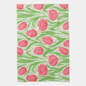 Linge De Cuisine Tulipes en rouge et vert (Vertical)