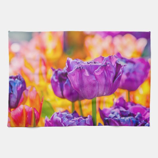 Linge De Cuisine Tulipes Enchantant violet (Horizontal)