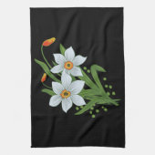 Linge De Cuisine Tulipes et jonquilles Fleurs Arrière - plan noir (Vertical)