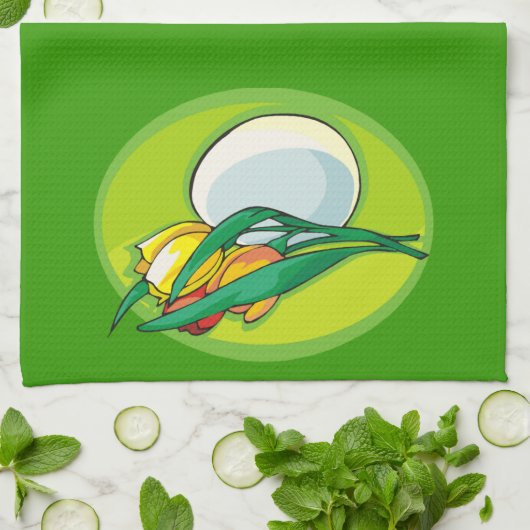 Linge De Cuisine Tulipes et vert oeuf (Plié)