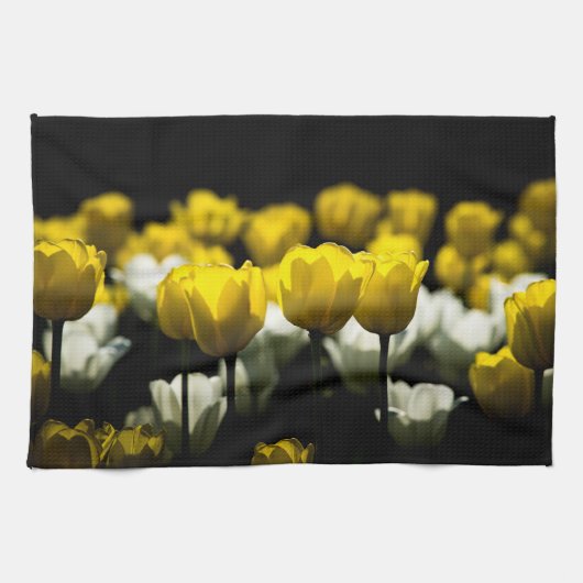Linge De Cuisine Tulipes Jaune Et Blanc (Horizontal)