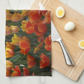 Linge De Cuisine Tulipes orange et jaune (Quart Plié)
