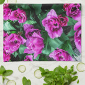 Linge De Cuisine Tulipes roses fleurs (Plié)