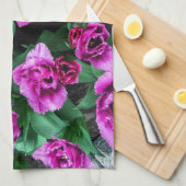 Linge De Cuisine Tulipes roses fleurs (Quart Plié)