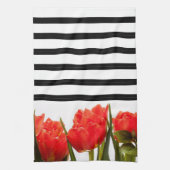 Linge De Cuisine Tulipes rouges modernes avec bandes noires Serviet (Vertical)