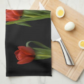 Linge De Cuisine Tulipes rouges vibrantes élégantes sur la (Quart Plié)