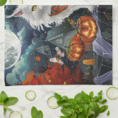 Linge De Cuisine Turc Angora Chat Halloween Éffrayant (Plié)