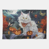 Linge De Cuisine Turc Angora Chat Halloween Éffrayant (Horizontal)