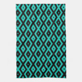 Linge De Cuisine Turquoise and black diamond pattern (Vertical)
