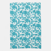 Linge De Cuisine Turquoise and White Floral Damask Pattern (Vertical)