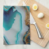 Linge De Cuisine Turquoise Aqua Blue Gold Gemstone Acrylique Pour A (Quart Plié)