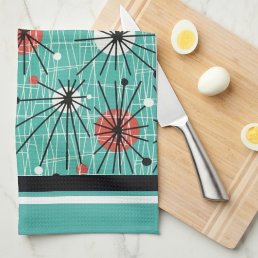 Linge De Cuisine Turquoise atomique (Quart Plié)