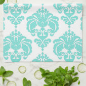 Linge De Cuisine Turquoise & blanc Damask Chic Modern Elegant Motif (Plié)