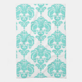 Linge De Cuisine Turquoise & blanc Damask Chic Modern Elegant Motif (Vertical)